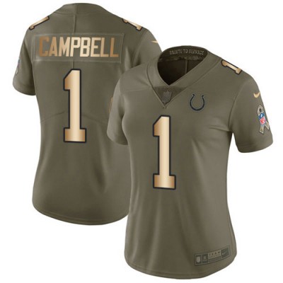 Nike Indianapolis Colts #1 Parris Campbell OliveGold Women's Stitched NFL Limited 2017 Salute To Service Jersey